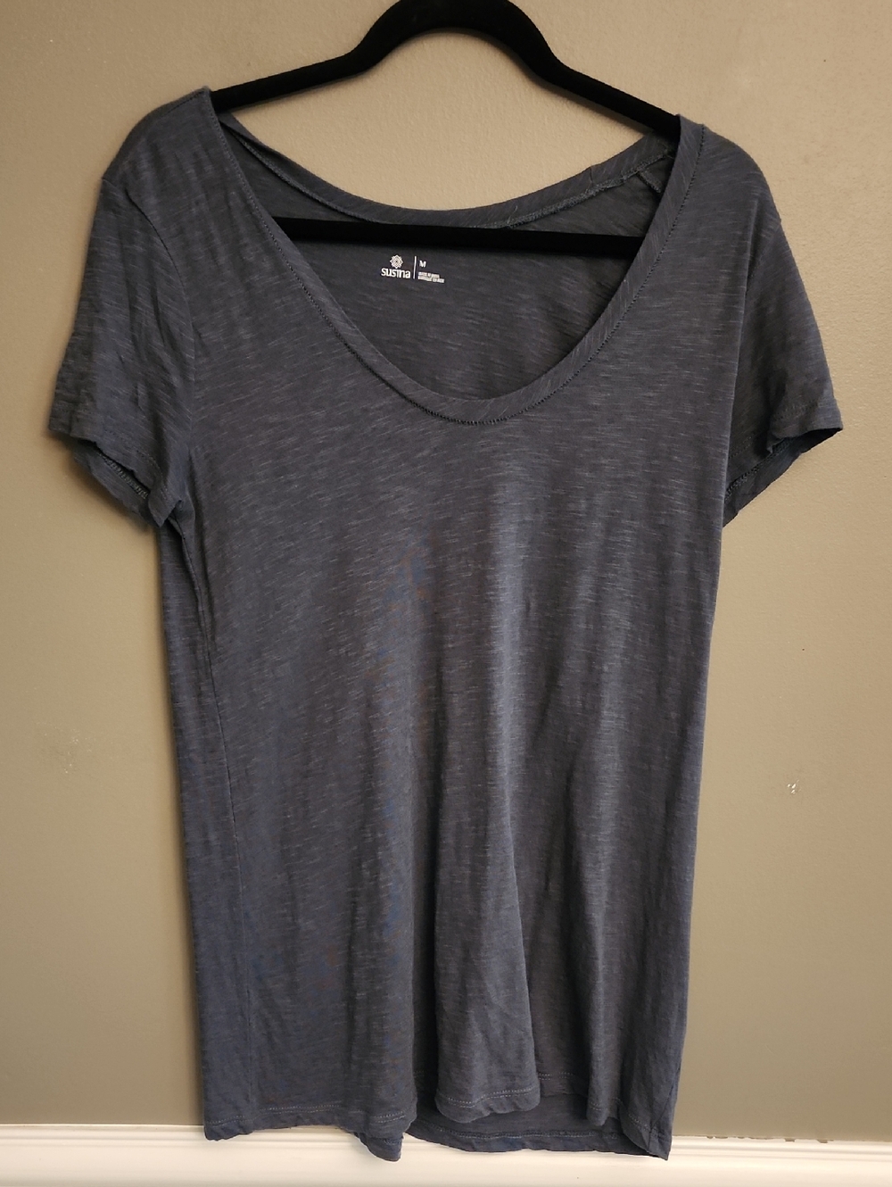 Susina Scoop Neck Short Sleeve Tee - Slate